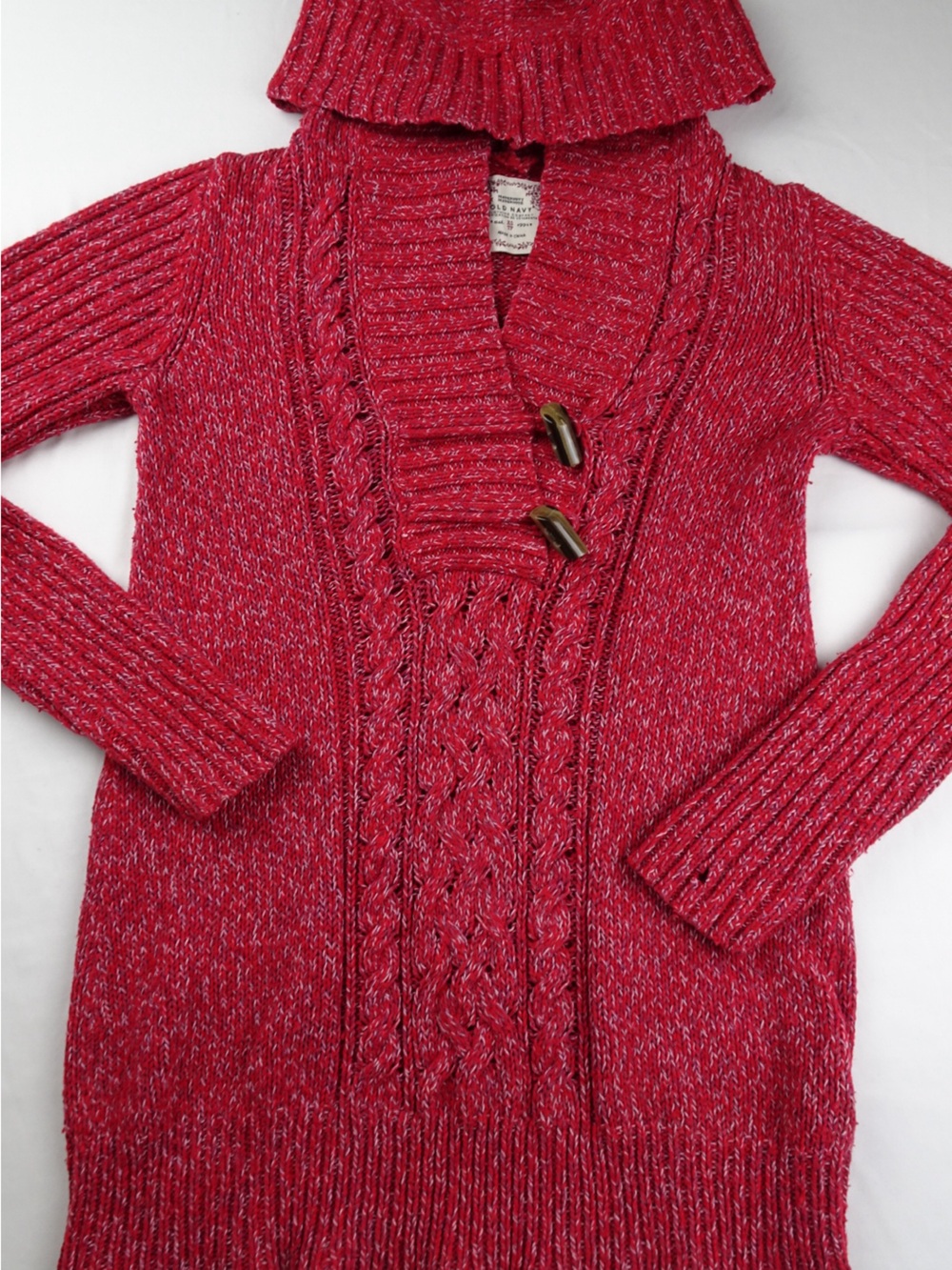 Y2K Old Navy Cable Knit Hoodie Sweater Boho Fisherman Preppy Cabin Cottage Retro